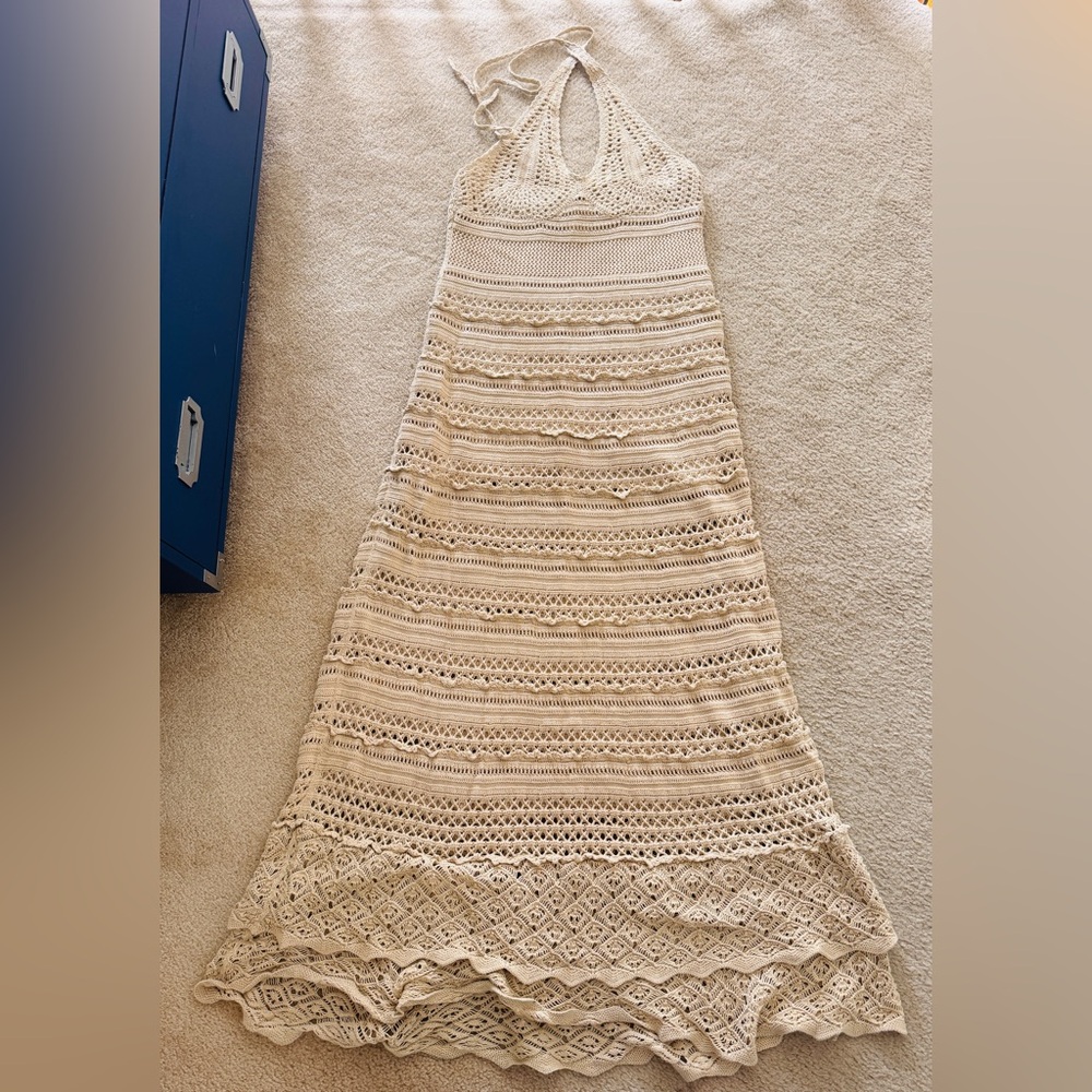 Moda International Vintage Crochet Halter Maxi Dress - XL - Picture 4 of 17